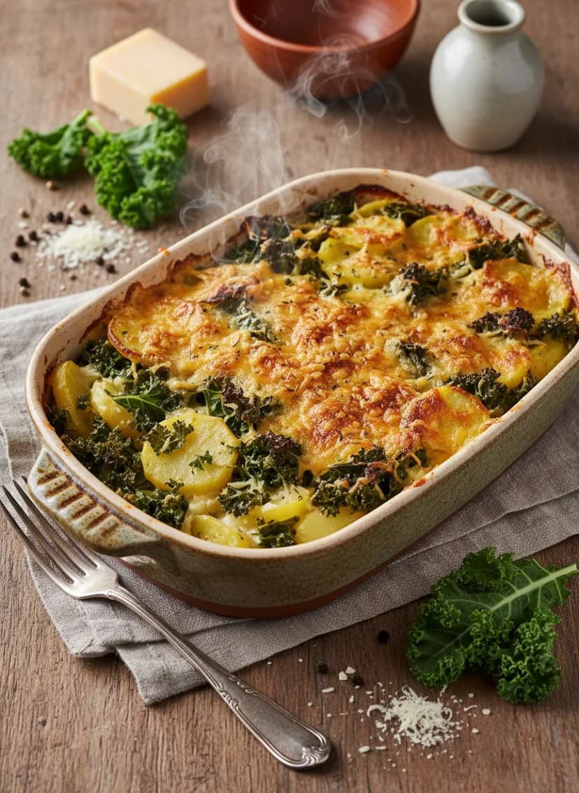 Gratinado de col rizada (kale)