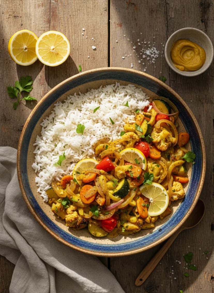 Yassa de verduras senegalés