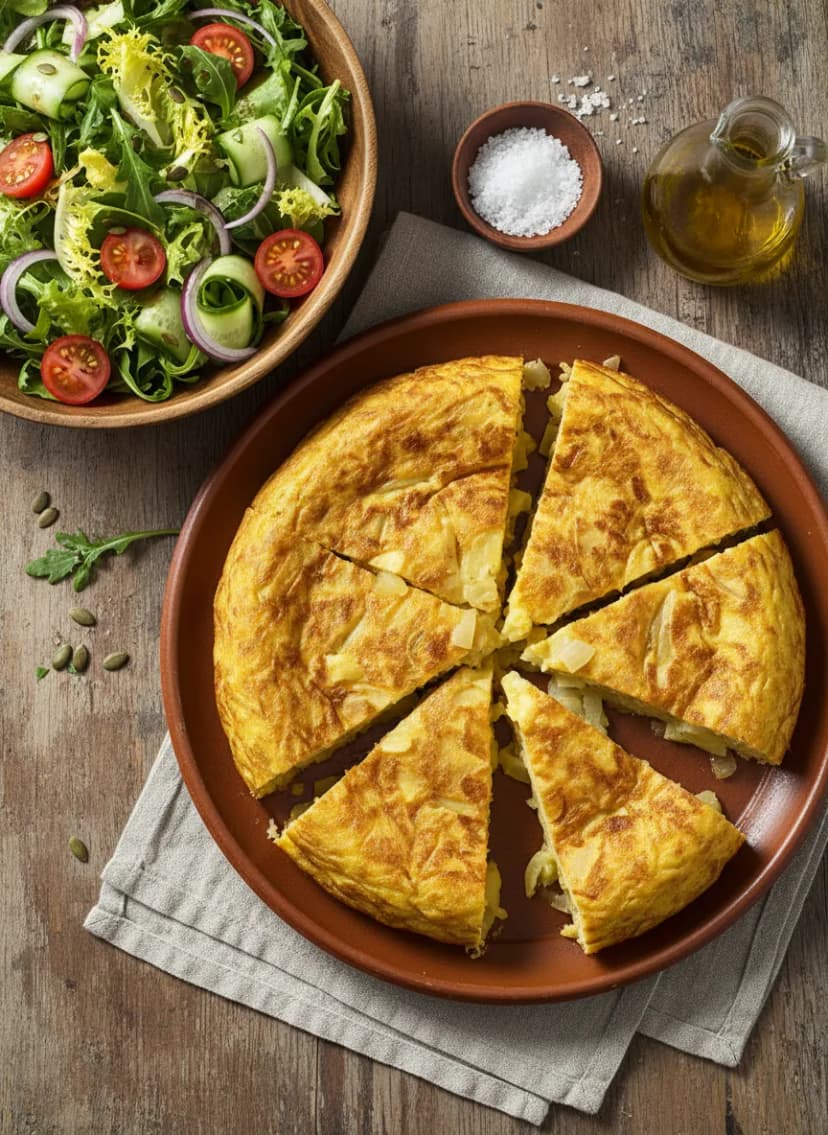 Tortilla española con ensalada mixta