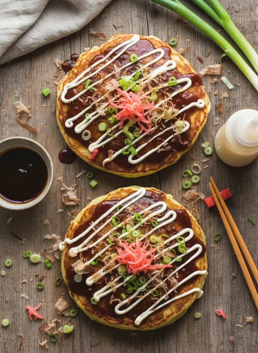 Tortitas japonesas saladas Okonomiyaki
