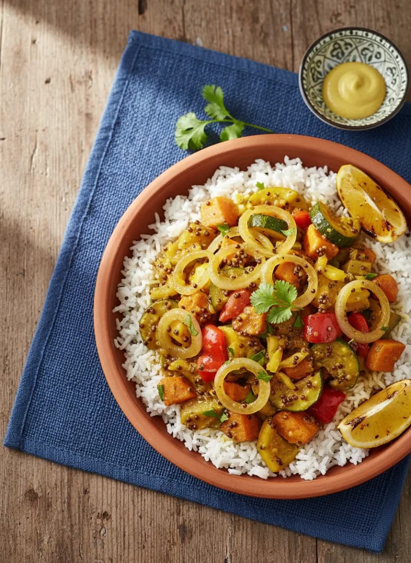Yassa de verduras senegalés