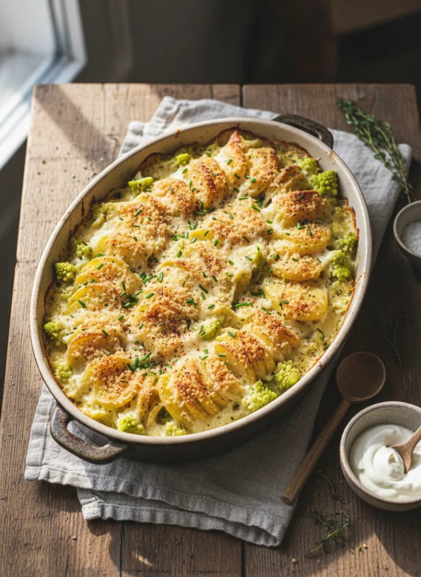 Gratén Cremoso de Romanesco y Patatas