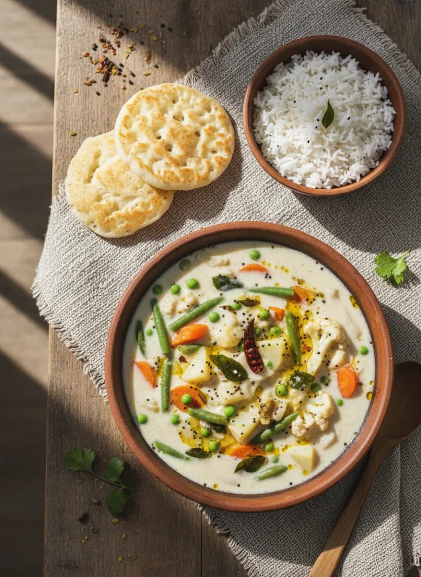 Estofado de vegetales al coco de Kerala