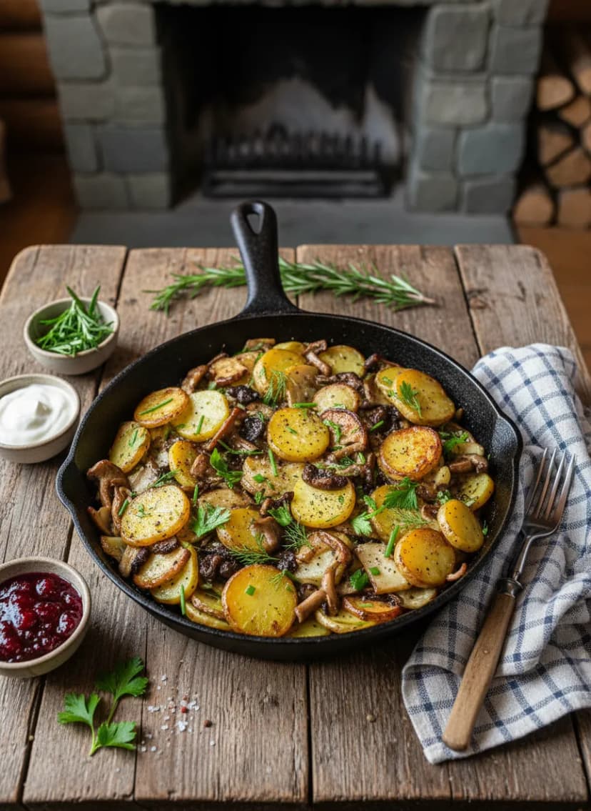 Sartén de setas y patatas al estilo finlandés
