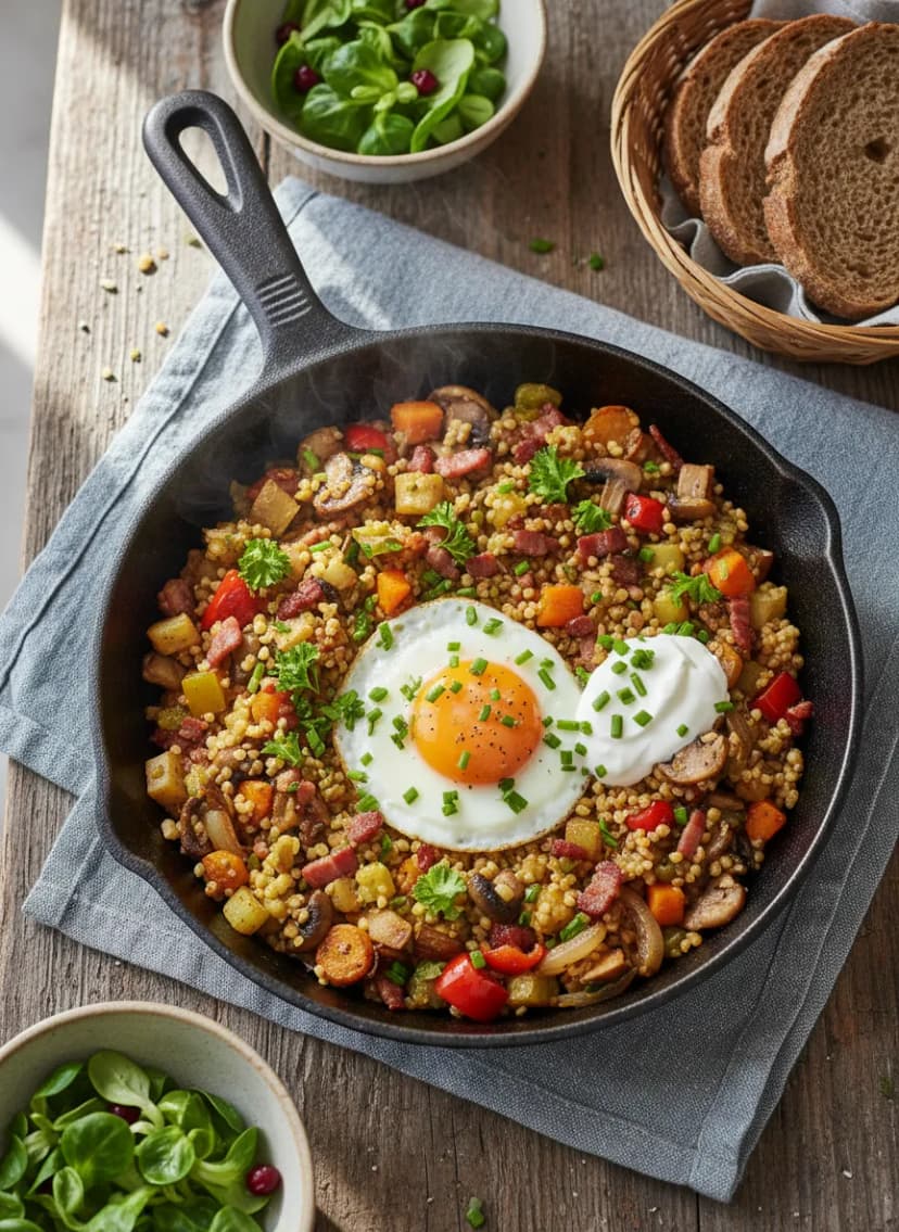 Gröstl de mijo al estilo austríaco