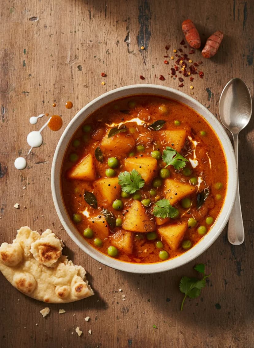 Curry indio de patata y guisantes (Aloo Matar)