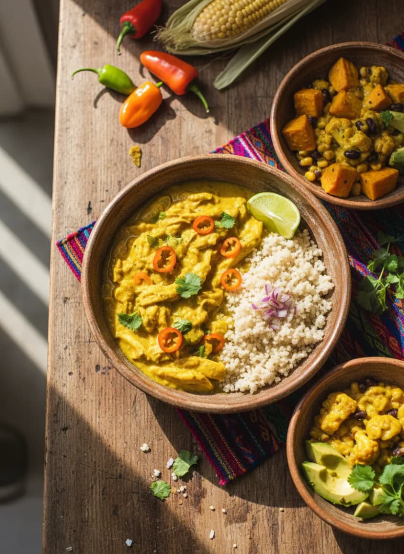 Estofado peruano de pollo al ají amarillo (con opción vegetariana)