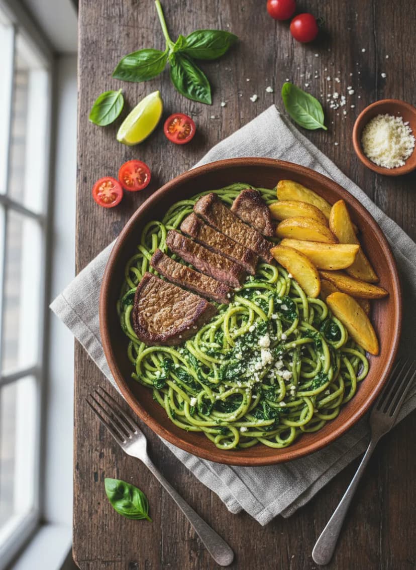 Tallarines verdes peruanos