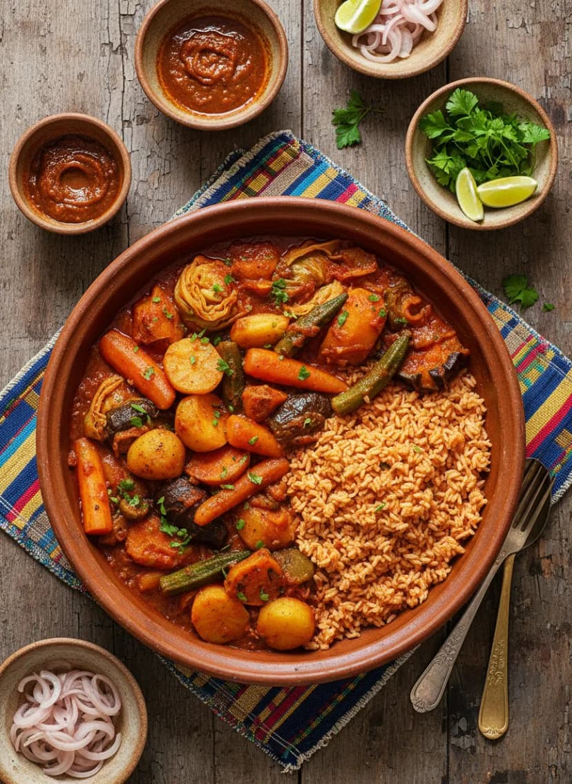 Thieboudienne de verduras senegalés