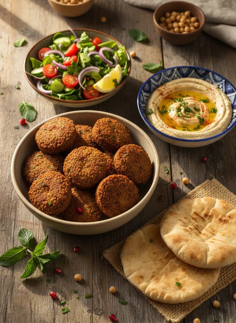 Plato de falafel de Oriente Medio