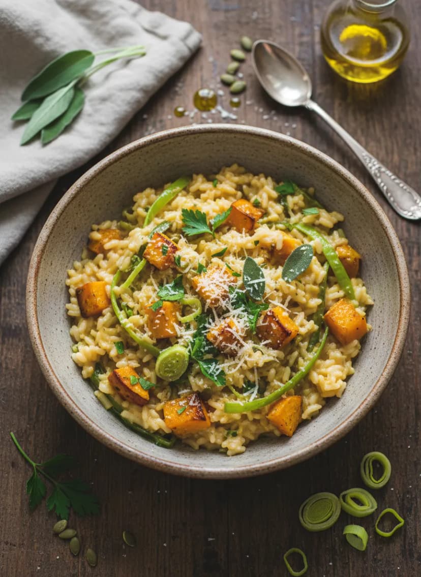 Risotto de calabaza y puerro
