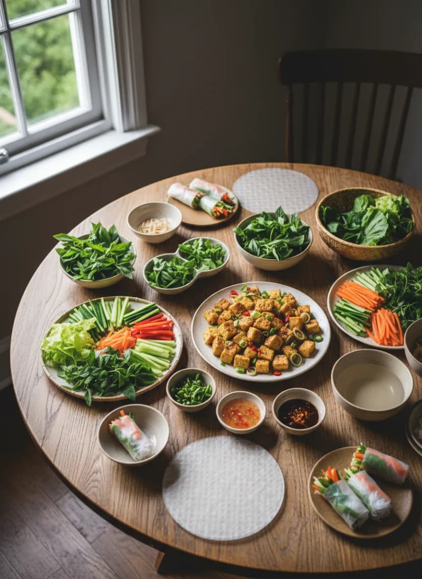 Vietnamese-Style Tofu Rice Paper Rolls