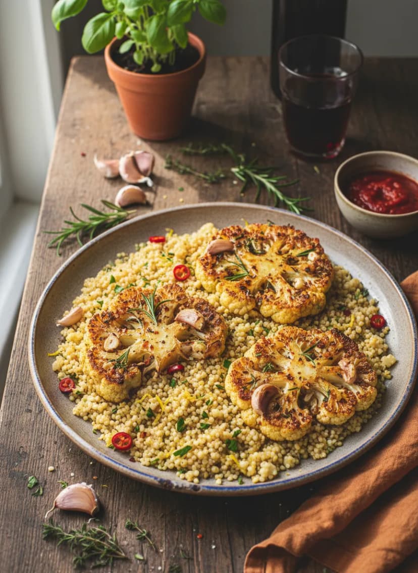 Filetes italianos de coliflor con mijo