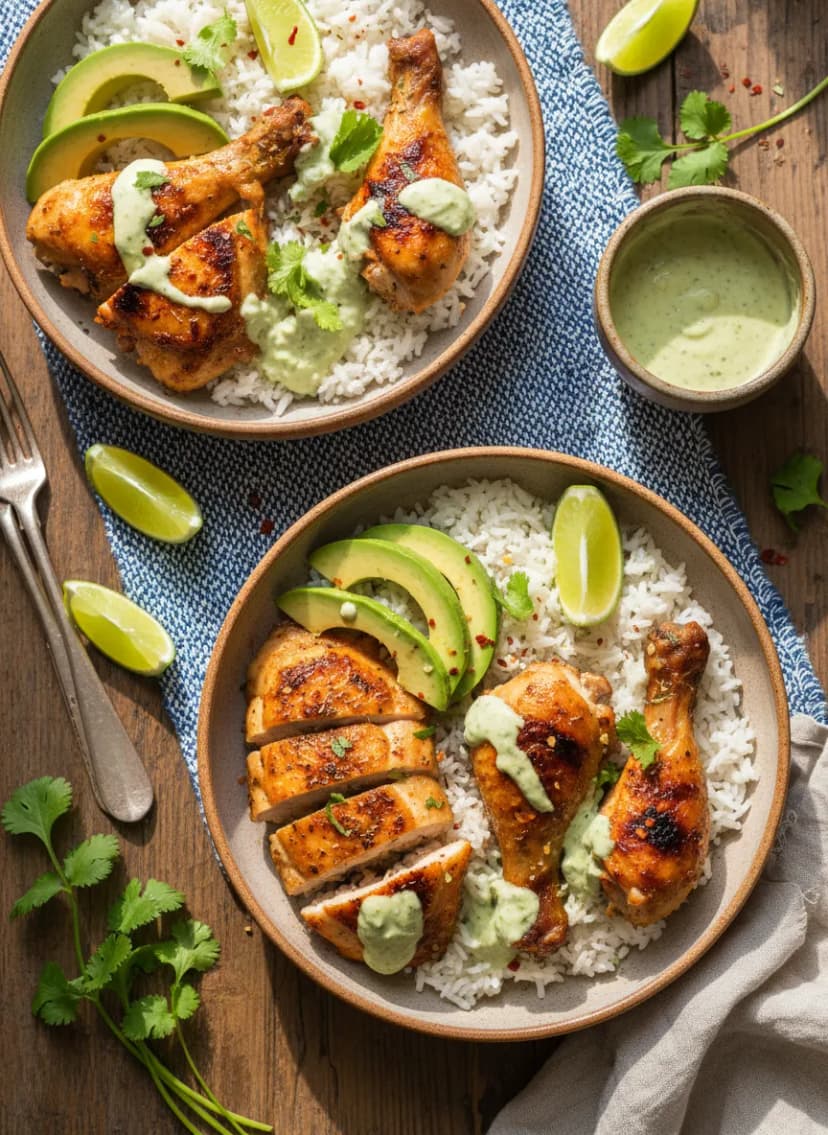 Bowls de pollo al estilo peruano