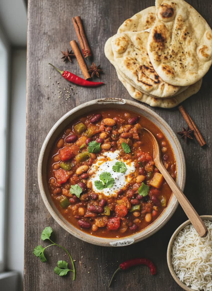 Guiso especiado de alubias y tomate