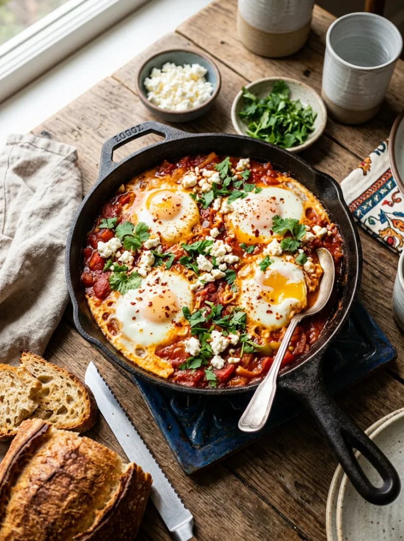 Shakshuka con Feta y Pan Crujiente