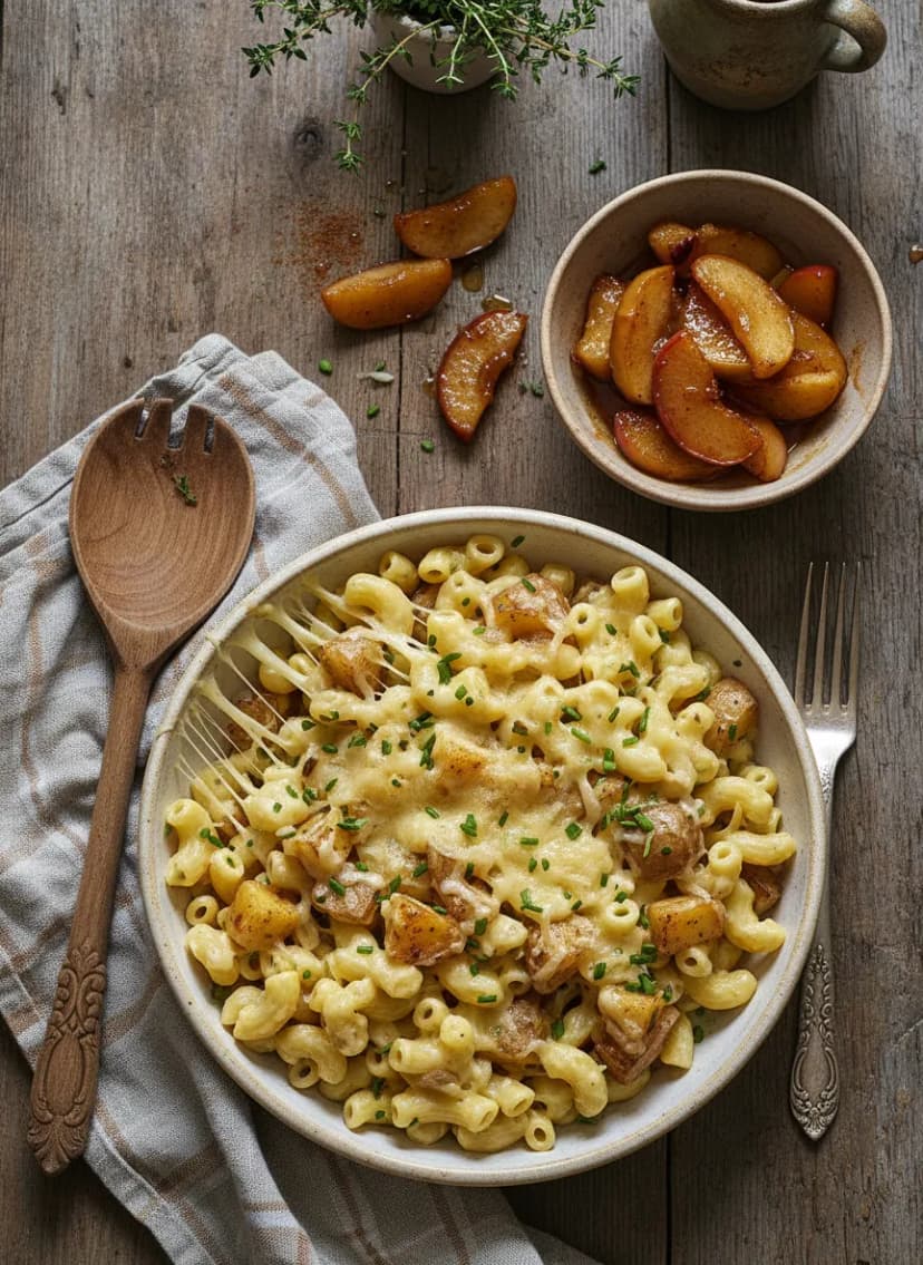 Älplermagronen suizos con manzanas caramelizadas