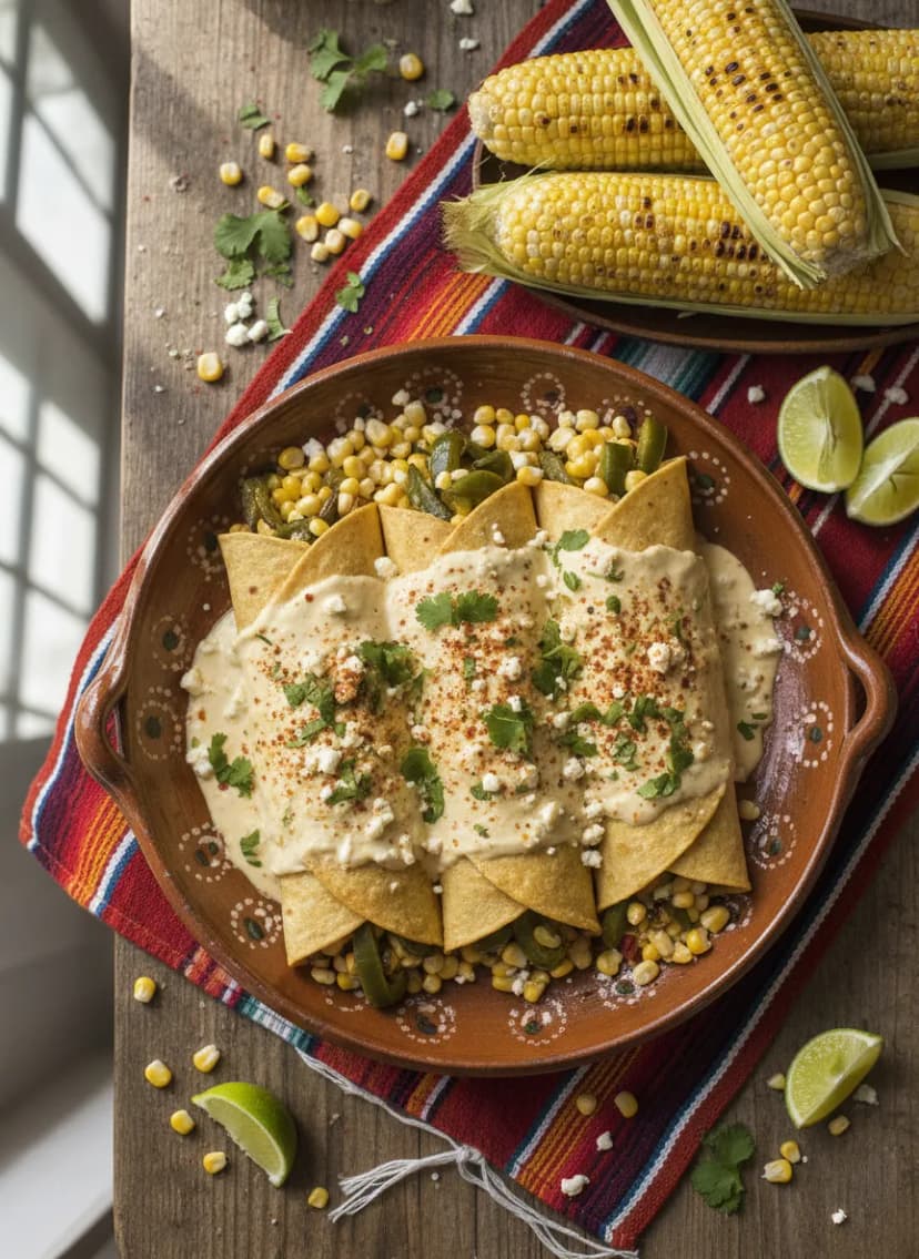 Enchiladas mexicanas de elote