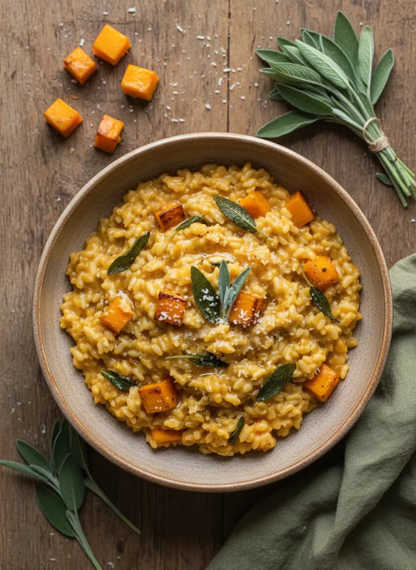Risotto de calabaza butternut y salvia