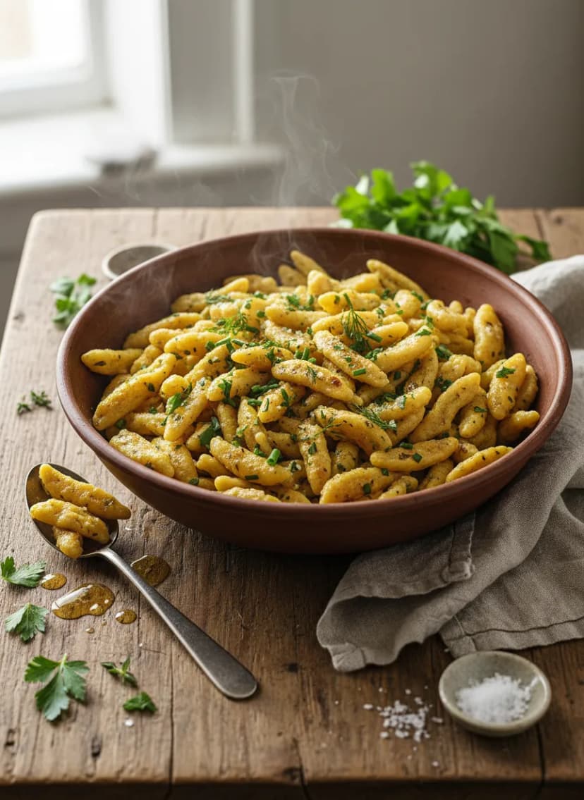 Spaetzle a las hierbas estilo suizo