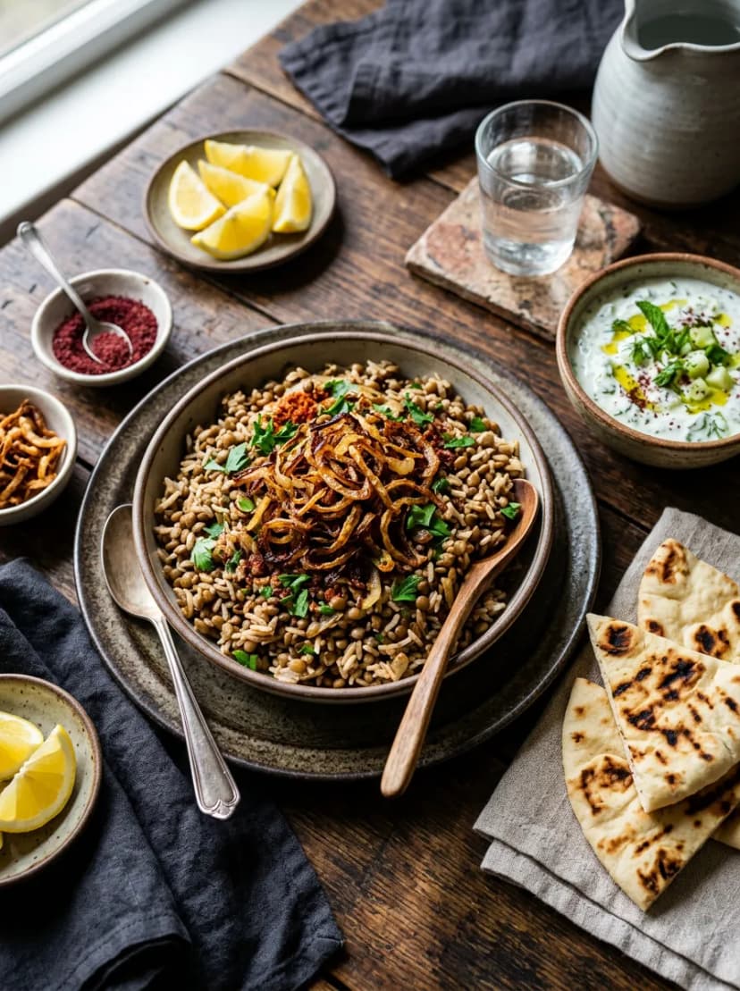 Mujadara Vegetariana de Oriente Medio