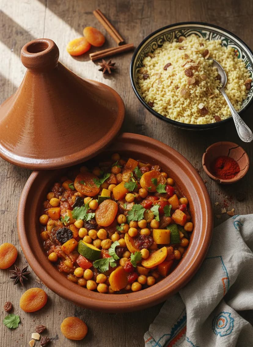 Tajine de verduras marroquí con cuscús