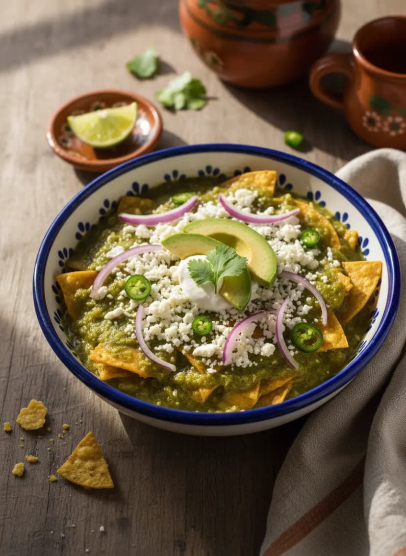 Chilaquiles verdes mexicanos